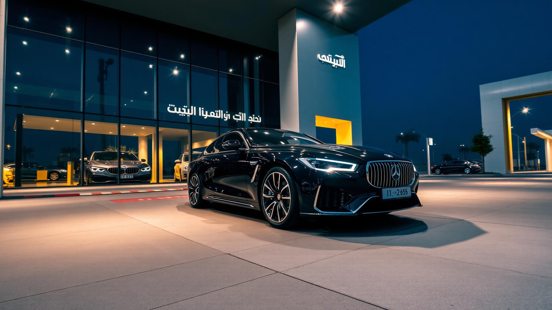 Luxury vehicle at a UAE registration service center